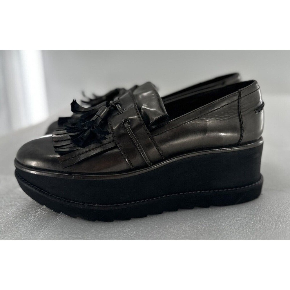 Stuart Weitzman Loafers Shoes Platform Chunky Y2K Metallic Size 8.5 M Grey - Picture 1 of 13